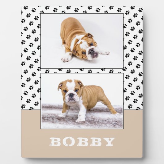 Huisdierhond Pootafdruk 2 Foto Collage Aandenken  Fotoplaat (Voorkant)