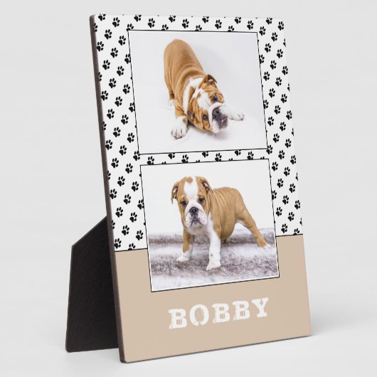 Huisdierhond Pootafdruk 2 Foto Collage Aandenken  Fotoplaat (Zijkant)