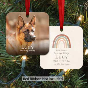 Huisdierhond Regenboogbrug Herdenkingsfoto Kerstmi Metalen Ornament