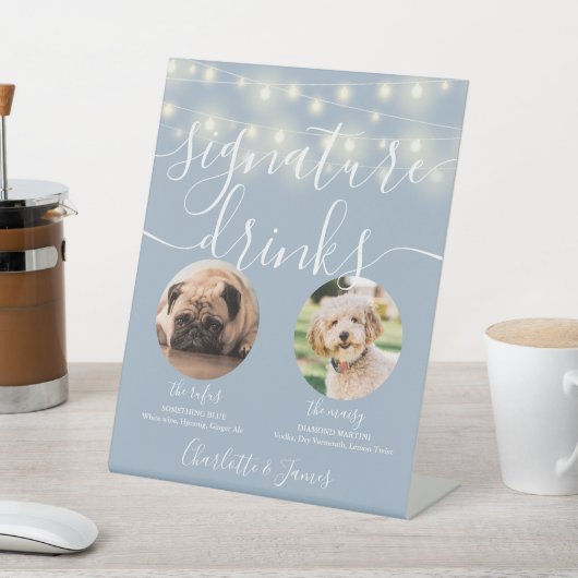 Huisdierhond Signature Dranken Slingerlichten Stof Reclamebord Met Voetstuk (Insitu)