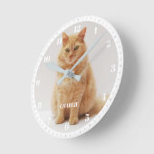 Huisdierkat Foto Aangepaste naam en nummers Wit & Ronde Klok (Hoek)