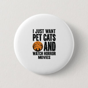 Huisdierkatten Horrorfilms Vintage Halloween T-shi Ronde Button 5,7 Cm