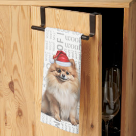 Huisdierliefhebber Vakantie Pomeranian Hond Kerstm Theedoek