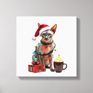 Huisdierliefhebbers Mooie Sphynx kat Rendier Gewei Canvas Afdruk