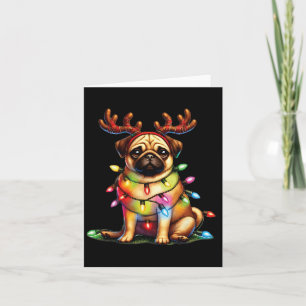 Huisdierliefhebbers Moppige Pugs Rendier Geweien C Kaart