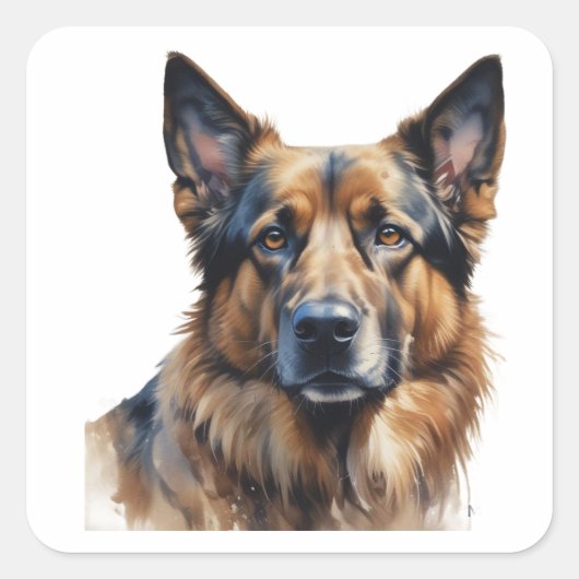 Huisdiernaam Duitse Herdershond Vierkante Sticker (Voorkant)