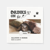 Huisdiernaam Op maat gemaakte foto Dranksjes zijn  Servet (Voorkant)