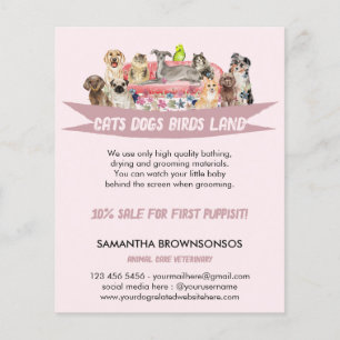 Huisdieroppas Diensten Hond Kat Vogel Roze Ban Flyer