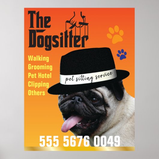 Huisdieroppas 🐾 Dogfather Hondenuitlater Vertrouw Poster (Voorkant)