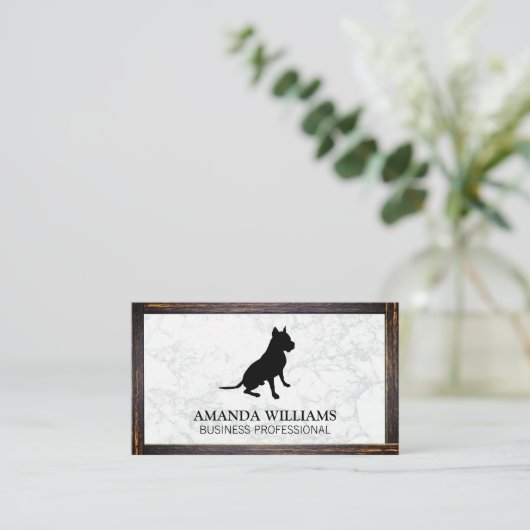 Huisdieroppas | Marmer | Zakelijke kaart met houte Visitekaartje (Staand voorkant)