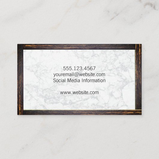 Huisdieroppas | Marmer | Zakelijke kaart met houte Visitekaartje (Achterkant)