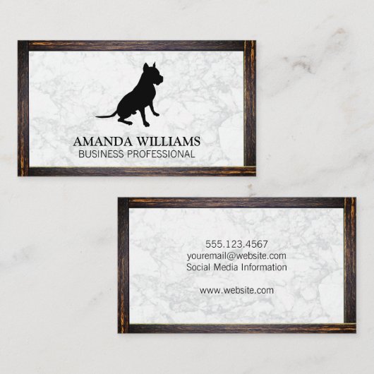 Huisdieroppas | Marmer | Zakelijke kaart met houte Visitekaartje (Voorkant / Achterkant)