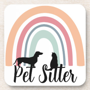 'Huisdieroppas' Regenboog Hond Kat Silhouet Cadeau Bier Onderzetter