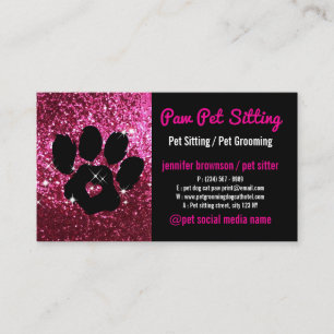 Huisdieroppas Verzorging Glitter Roze Zwart Hond K Visitekaartje