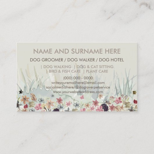 Huisdieroppasser Uitlaatservice honden verzorging Visitekaartje (Achterkant)