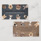 Huisdieroppasser voor kleine honden in Navy Bruin Visitekaartje (Voorkant / Achterkant)