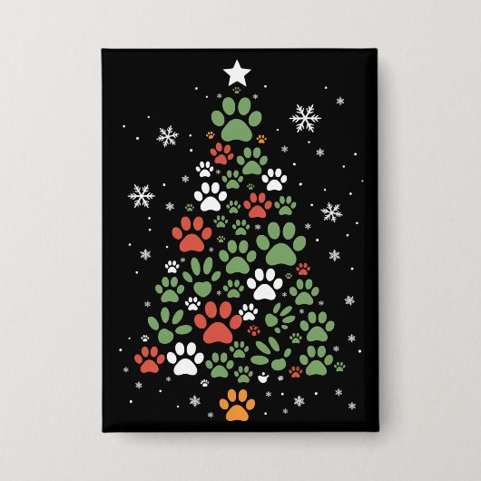 Huisdierpoot Kerstboom Katten Hondenliefhebber Ker Button (Voorkant)
