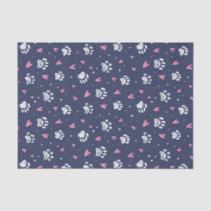 Huisdierpootafdruk Hart Doodlepatroon Valentijnsda Tissuepapier