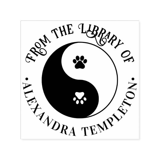 Huisdierpoten Hond Kat Yin Yang Symbool Bibliothee Zelfinktende Stempel (Design)