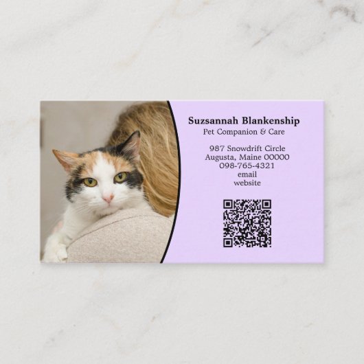 Huisdierverzorging Aangepaste QR-code en foto Visitekaartje (Voorkant)