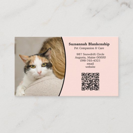 Huisdierverzorging Aangepaste QR-code en foto Visitekaartje (Voorkant)