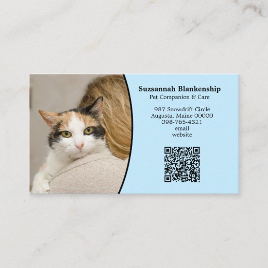 Huisdierverzorging Aangepaste QR-code en foto Visitekaartje (Voorkant)