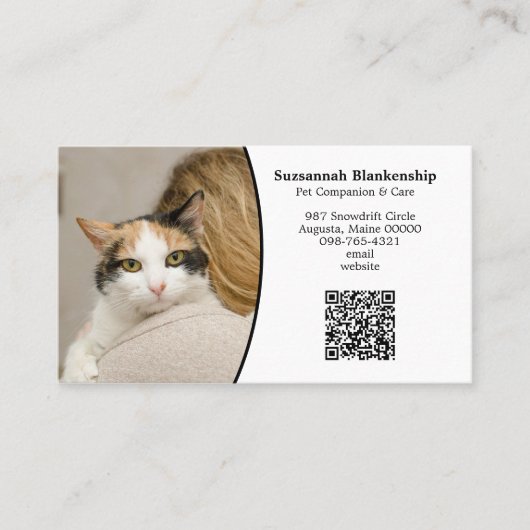 Huisdierverzorging Aangepaste QR-code en foto Visitekaartje (Voorkant)