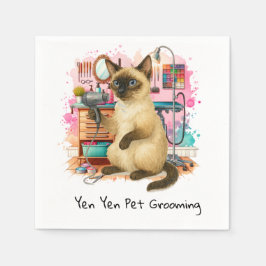 Huisdierverzorging aquarel stijl voor kattenliefhe servet