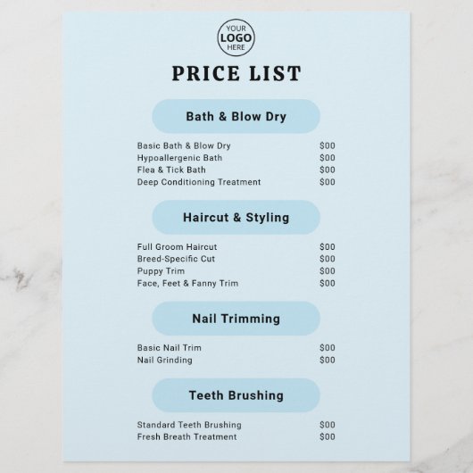 Huisdierverzorging Foto QR-code Blauwe Flyer (Achterkant)