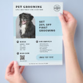 Huisdierverzorging Foto QR-code Blauwe Flyer (Hand)