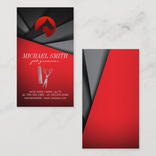 Huisdierverzorging Hond Icon | Futuristische Achte Visitekaartje (Voorkant / Achterkant)