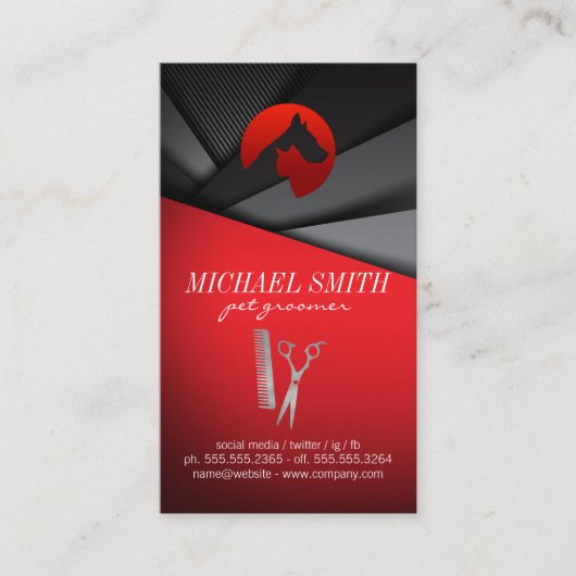 Huisdierverzorging Hond Icon | Futuristische Achte Visitekaartje (Voorkant)