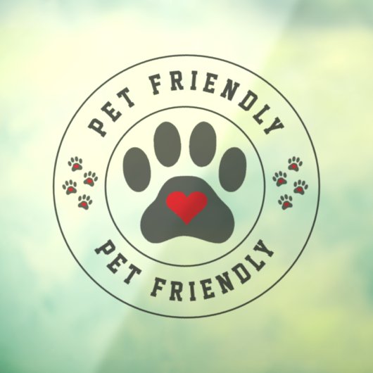 Huisdiervriendelijk label met hartpoot raamsticker (Vel 3)