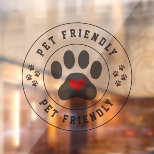 Huisdiervriendelijk label met hartpoot raamsticker (Vel 2)