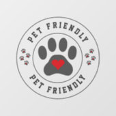 Huisdiervriendelijk label met hartpoot raamsticker (Vel)