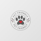 Huisdiervriendelijk label met hartpoot raamsticker (Vel)