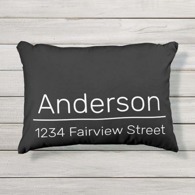 Huiseigenaar Naam Straatadres Zwart-Wit Buitenkussen (Voorkant)