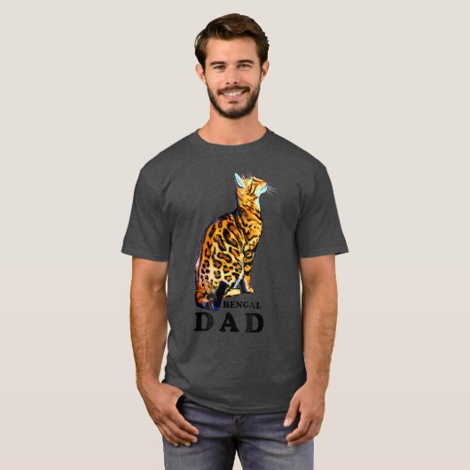 Huiselijk Bengalen Kat Papa T-shirt (Voorkant volledig)