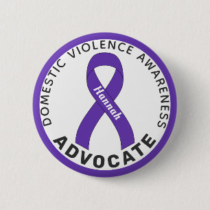 Huiselijk geweld Advocate Ribbon White Button