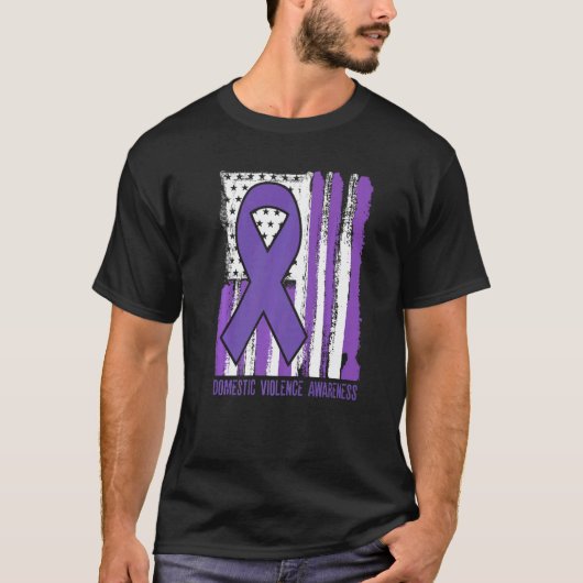 Huiselijk geweld Bewustmaking paarse vlag T-shirt (Voorkant)