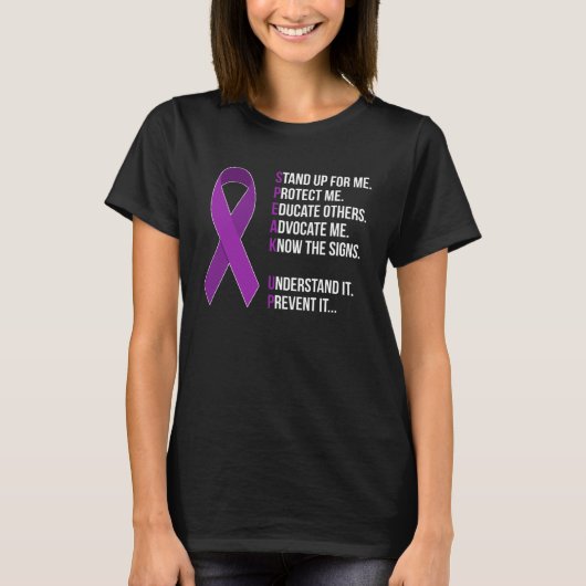 Huiselijk Geweld Bewustzijn Overlevende Praat Er T-shirt (Voorkant)