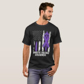 Huiselijk geweld bewustzijn paarse lint vlag t-shirt (Voorkant volledig)
