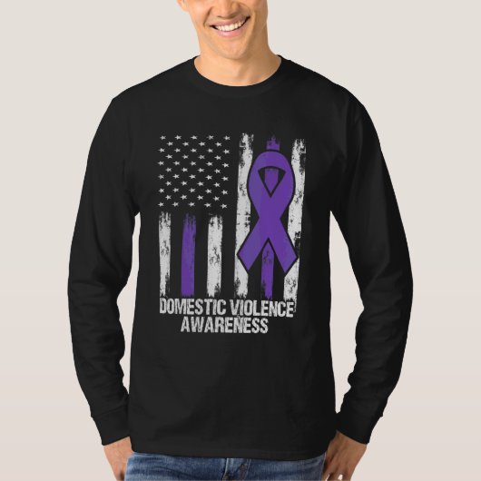 Huiselijk geweld bewustzijn paarse lint vlag t-shirt (Voorkant)