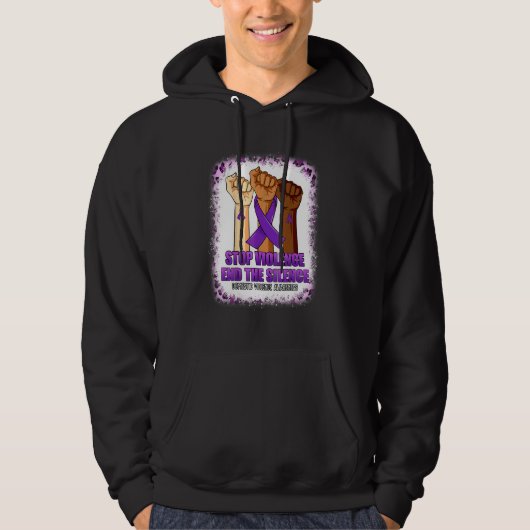 Huiselijk Geweld Bewustzijn Stop Geweld Einde Stil Hoodie (Voorkant)