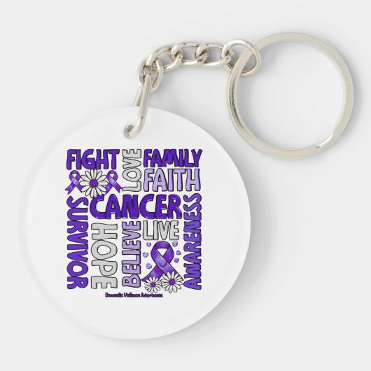 Huiselijk Geweld Bewustzijn - Vecht liefde overlev Sleutelhanger (Achterkant)