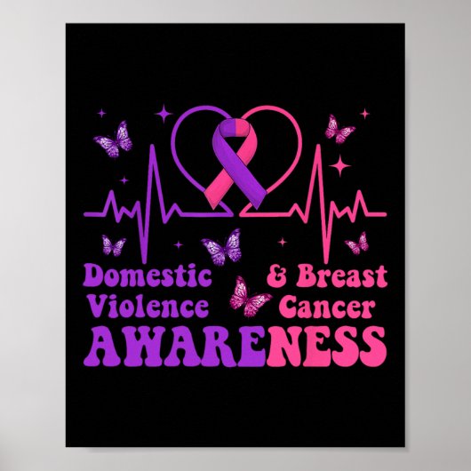 Huiselijk geweld & kamp; Borstkanker Bewustzijn Mo Poster (Voorkant)