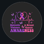 Huiselijk geweld & kamp; Borstkanker Bewustzijn Mo Ronde Sticker<br><div class="desc">Huiselijk geweld & kamp; Borstkanker Bewustzijn Maand Warrior</div>