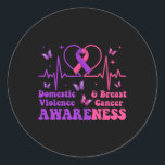 Huiselijk geweld & kamp; Borstkanker Bewustzijn Mo Ronde Sticker<br><div class="desc">Huiselijk geweld & kamp; Borstkanker Bewustzijn Maand Warrior</div>