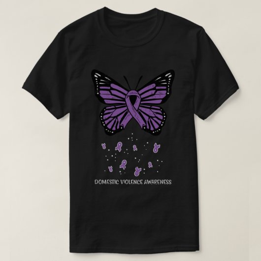 Huiselijk geweld Paarse vlinderlint bewust T-shirt (Design voorkant)