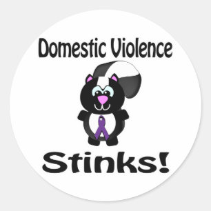 Huiselijk geweld steekt stinkend kunkbewustmakings ronde sticker